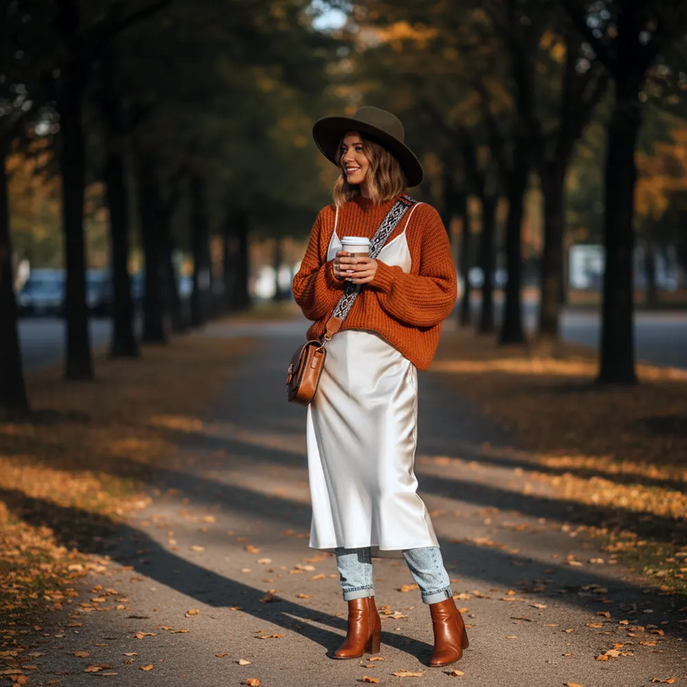 сукня-комбінація + светр оверсайз