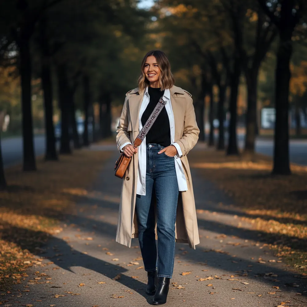 топ + сорочка + тренч